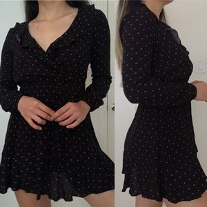Dot printed long sleeve dress